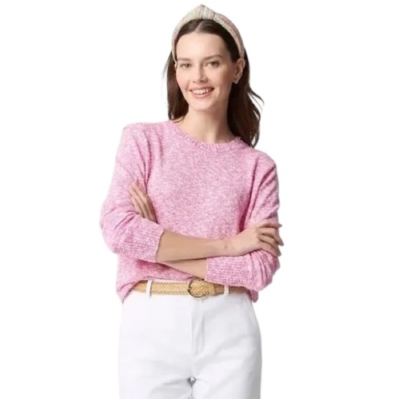 J. Crew Factory Pink White Heathered Crew Neck  Sweater size Medium - Picture 1 of 10